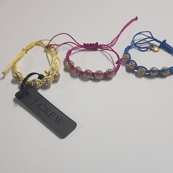J Crew Bracelets Adjustable Rhinestone Yellow Pink Blue Womens Jewelry - Picture 1 of 4